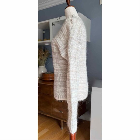 Vintage 80’s Bernard Perris Paris Wool Knit Sweater Size S Cream Grey - Picture 4 of 6